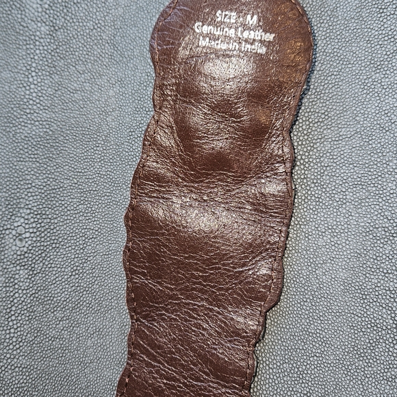 Jasper&Jeera for Anthropologie, Brown Leather Belt With Clear Beaded Design - Picture 3 of 4